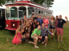 Group Picture with Rental Trolley Bus